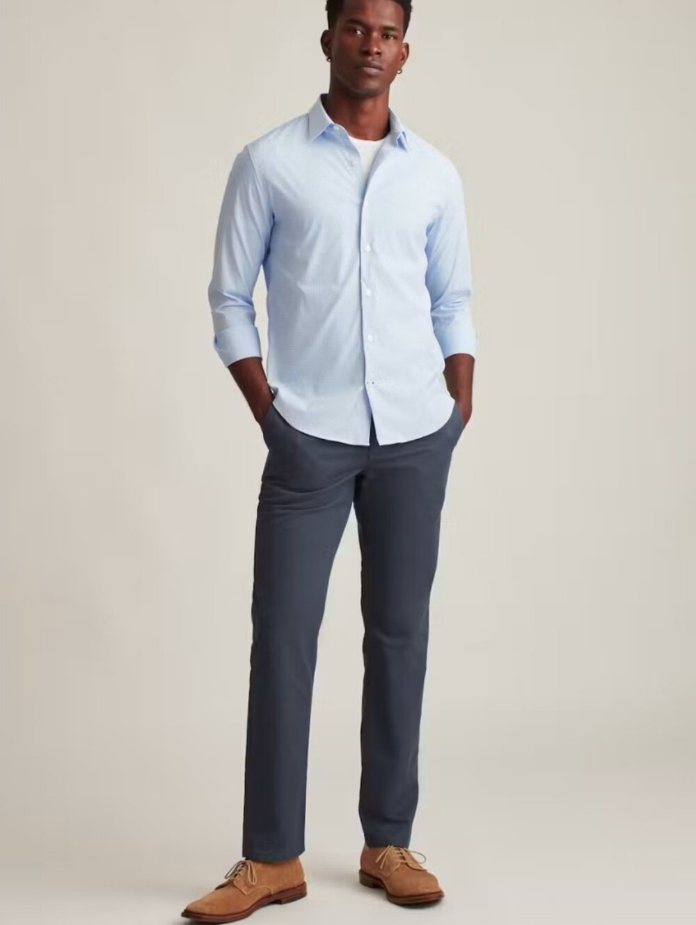 BONOBOS Chino Straight Dress Pants Blue Patterned Inner Lining Men Sz 34 Office